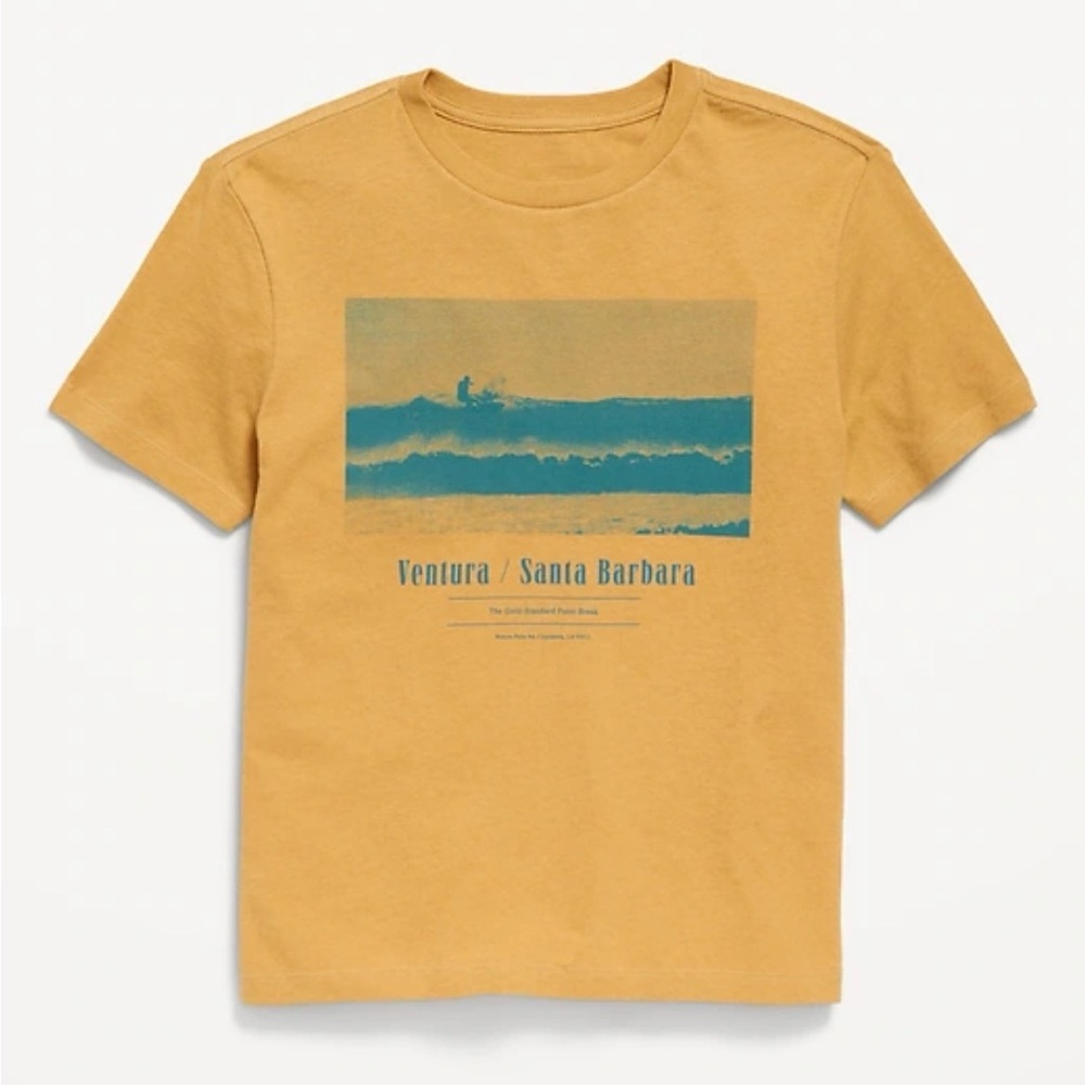 Old Navy Mustard T-Shirt with Navy Graphic​